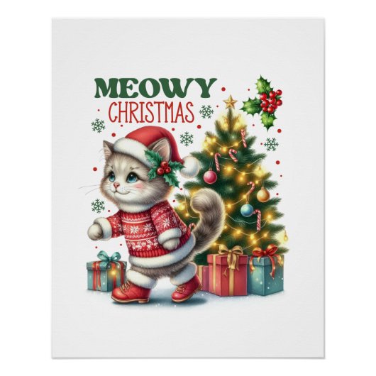 Xmas Gift Meowy Kerstmis Perfect Poster (Voorkant)