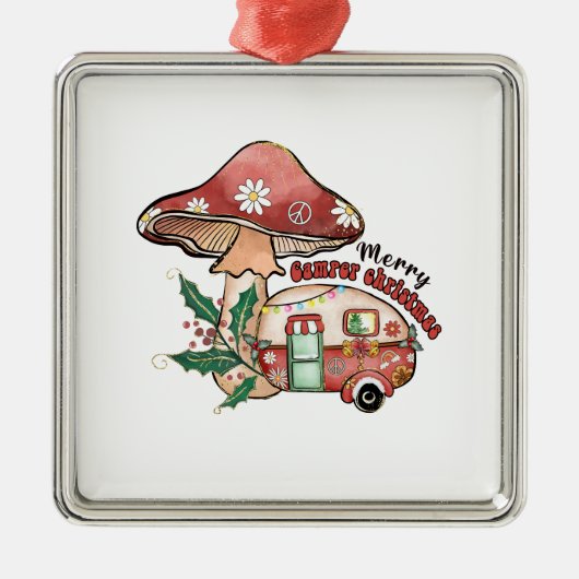 Xmas Gift Merry Camper Xmas Metalen Ornament (Voorkant)