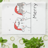 Xmas Gift Merry Christmas With Cat Theedoek (Gevouwen)