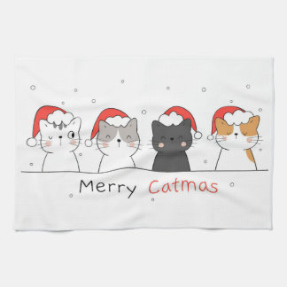 Xmas Gift Merry Christmas With Cat Theedoek
