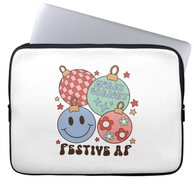 Xmas Gift Merry en Bright Festive AF Laptop Sleeve (Voorkant)