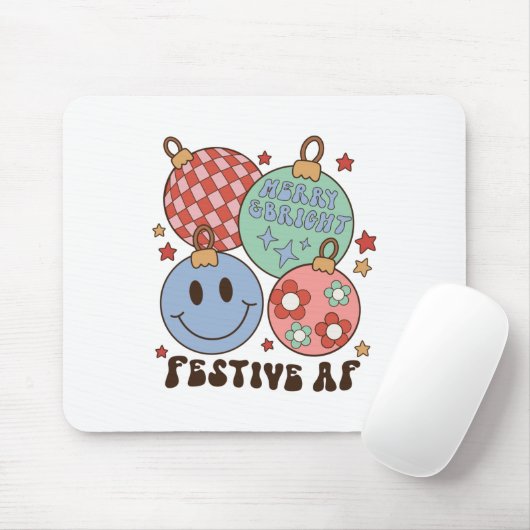 Xmas Gift Merry en Bright Festive AF Muismat (Met muis)