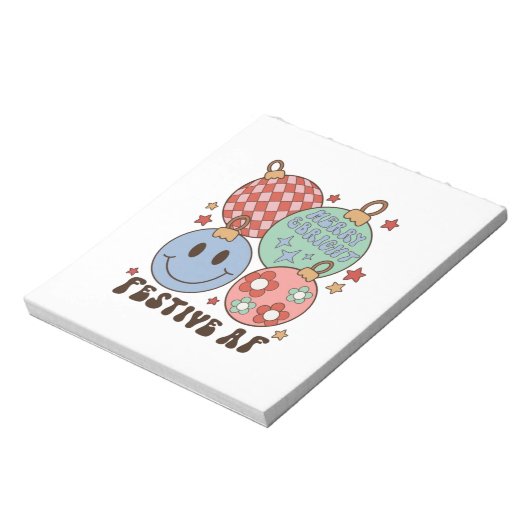 Xmas Gift Merry en Bright Festive AF Notitieblok (Linkerzijde)