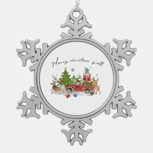 Xmas Gift Merry Kerstmis Tin Sneeuwvlok Ornament (Voorkant)