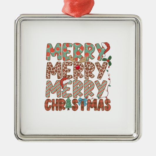 Xmas Gift Merry Merry Kerst Metalen Ornament (Voorkant)