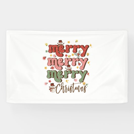 Xmas Gift Merry Merry kerst Spandoek (Horizontaal)