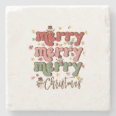 Xmas Gift Merry Merry kerst Stenen Onderzetter (Voorkant)