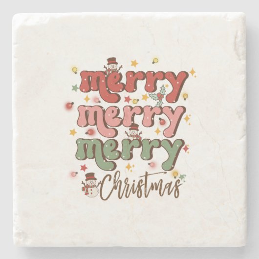 Xmas Gift Merry Merry kerst Stenen Onderzetter (Voorkant)