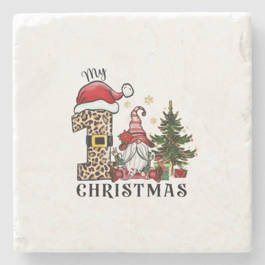 Xmas Gift My First Kerstmis Stenen Onderzetter (Voorkant)