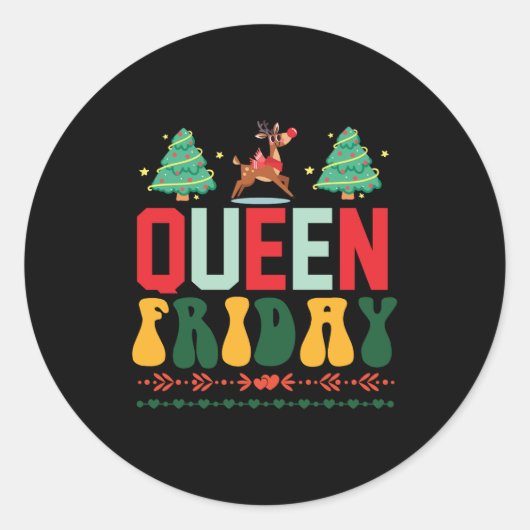 Xmas Gift Queen Vrijdag Ronde Sticker (Voorkant)