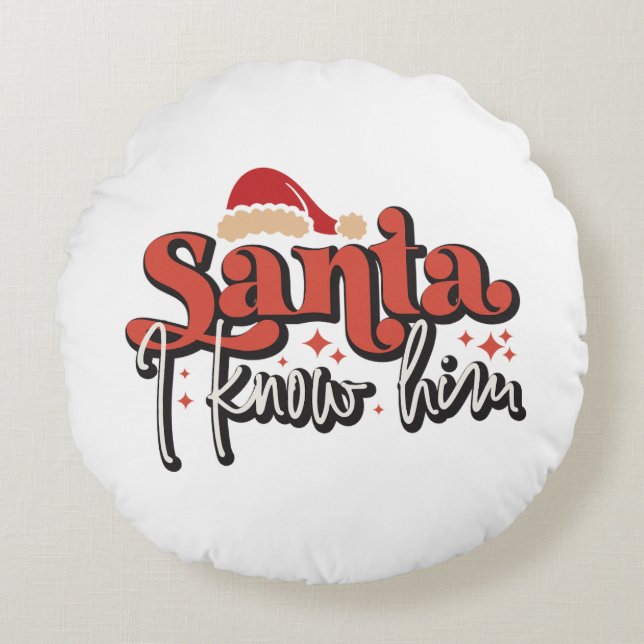 Xmas Gift Santa I ken hem Rond Kussen (Voorkant)