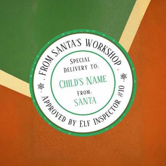 Xmas Gift Santa's Workshop Gepersonaliseerde Naam Ronde Sticker