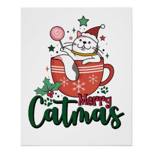 Xmas Gift Vrolijk Schattige Kerstfeest Perfect Poster