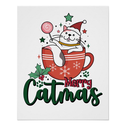 Xmas Gift Vrolijk Schattige Kerstfeest Perfect Poster (Voorkant)