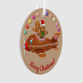Xmas Gingerbread Cartoon en vliegtuigtrein Ornament (voorkant)
