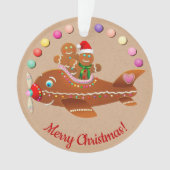 Xmas Gingerbread Cartoon en vliegtuigtrein Ornament (voorkant)