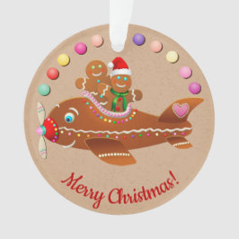 Xmas Gingerbread Cartoon en vliegtuigtrein Ornament