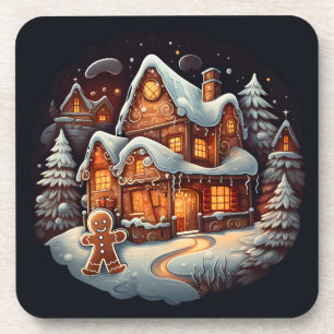 Xmas Gingerbread man huis Bier Onderzetter
