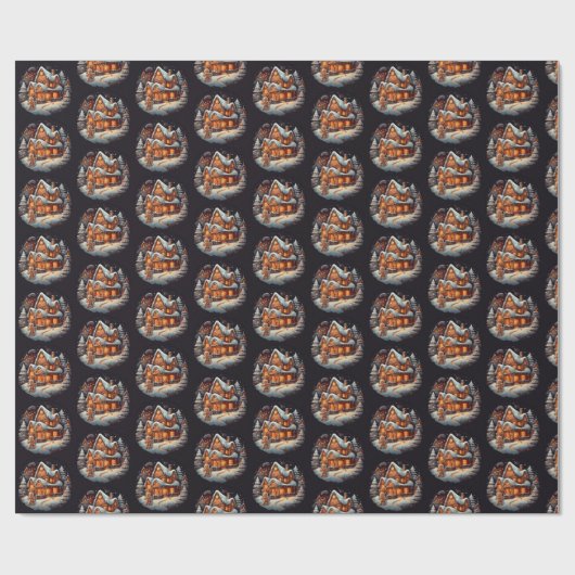 Xmas Gingerbread man huis Cadeaupapier (Vlak)