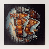 Xmas Gingerbread man huis Legpuzzel (Horizontaal)