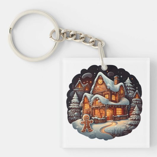 Xmas Gingerbread man huis Sleutelhanger (voorkant)