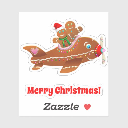 Xmas Gingerbrood-vliegtuig Sticker (Vel)