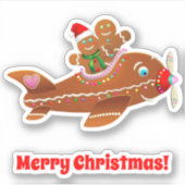 Xmas Gingerbrood-vliegtuig Sticker (Voorkant)