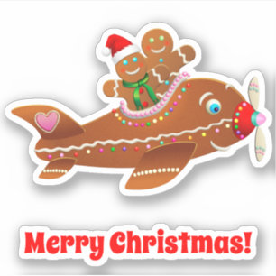 Xmas Gingerbrood-vliegtuig Sticker