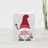 Xmas Gnome Beard Merry kerst grijs Rood Kaart (Voorkant)