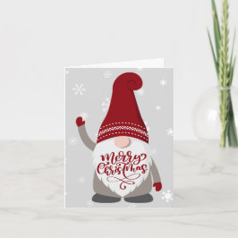 Xmas Gnome Beard Merry kerst grijs Rood Kaart