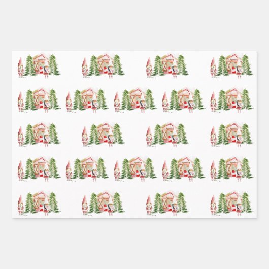 XMAS Gnome Design 1 Inpakpapier Vel (Voorkant)