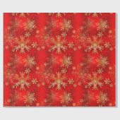Xmas Gold Red Crimson Winter Snowflakes Cadeaupapier (Vlak)