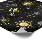 Xmas Golden Snowflakes on Black Background Poster (Hoek)