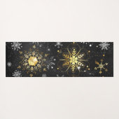 Xmas Golden Snowflakes on Black Background Yogamat (Achterkant (horizontaal))
