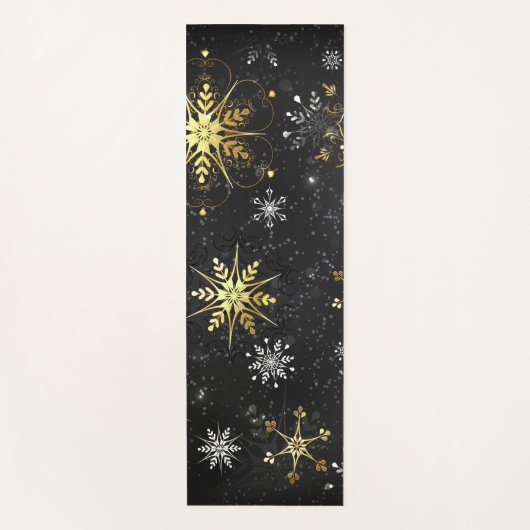 Xmas Golden Snowflakes on Black Background Yogamat (Voorkant)