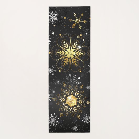 Xmas Golden Snowflakes on Black Background Yogamat (Achterkant)