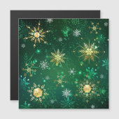 Xmas Golden Snowflakes op groene achtergrond (Voorkant / Achterkant)