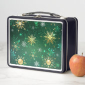 Xmas Golden Snowflakes op groene achtergrond (In situ)