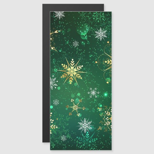 Xmas Golden Snowflakes op groene achtergrond (Voorkant / Achterkant)