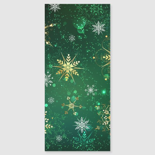 Xmas Golden Snowflakes op groene achtergrond (Voorkant)