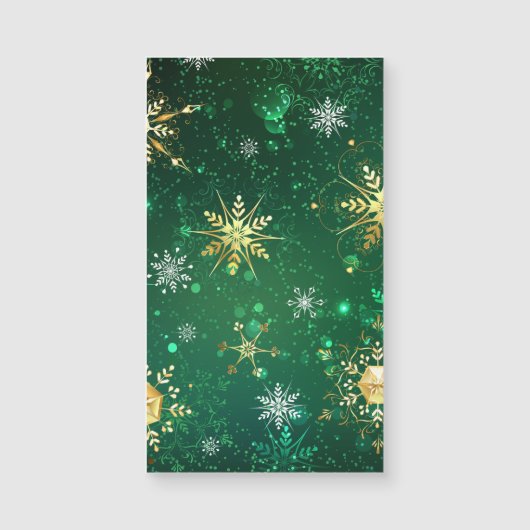 Xmas Golden Snowflakes op groene achtergrond (Voorkant)