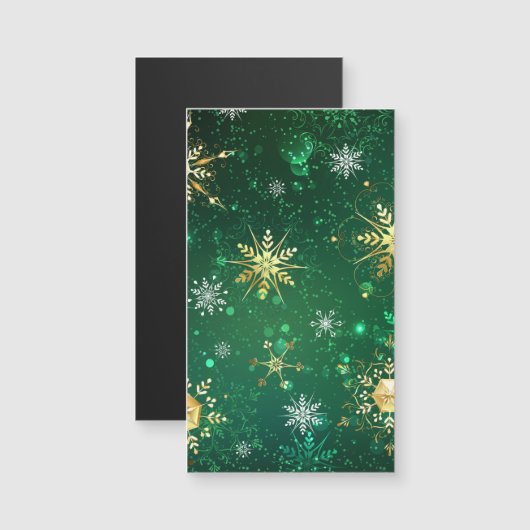 Xmas Golden Snowflakes op groene achtergrond (Voorkant / Achterkant)