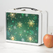 Xmas Golden Snowflakes op groene achtergrond (In situ)