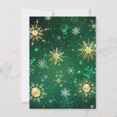 Xmas Golden Snowflakes op groene achtergrond Aankondiging (Voorkant)