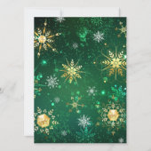 Xmas Golden Snowflakes op groene achtergrond Aankondiging (Voorkant)