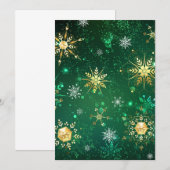 Xmas Golden Snowflakes op groene achtergrond Aankondiging (Voorkant / Achterkant)
