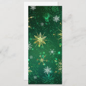 Xmas Golden Snowflakes op groene achtergrond Advieskaart (Voorkant / Achterkant)