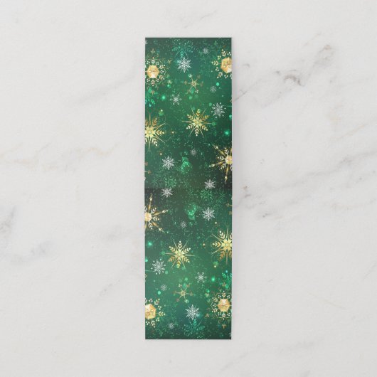 Xmas Golden Snowflakes op groene achtergrond Afsprakenkaart (Buitenkant ongevouwen)