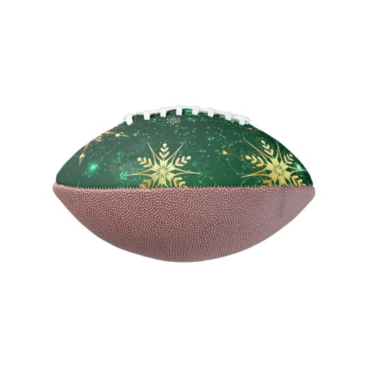 Xmas Golden Snowflakes op groene achtergrond American Football (Gedraaid 90)