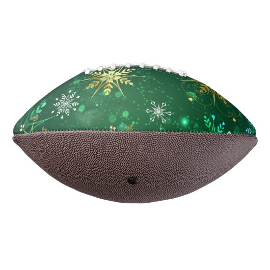 Xmas Golden Snowflakes op groene achtergrond American Football (Gedraaid 270)
